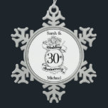 30th Wedding Anniversary Flowers Rose Romantic Snowflake Pewter Christmas Ornament<br><div class="desc">A romantic,  black and white flowers design for a 30th wedding anniversary.</div>