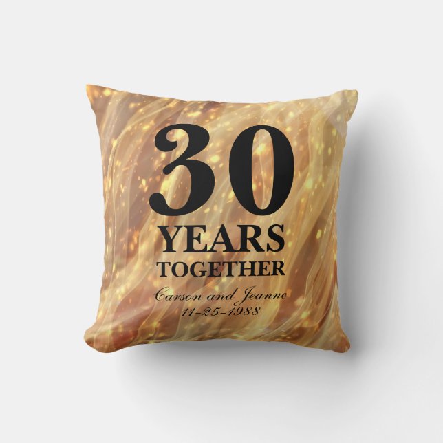 30th Wedding Anniversary Gold Party Lights Cushion (Front)