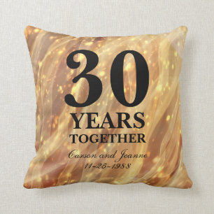 30th Wedding Anniversary Gold Party Lights Cushion