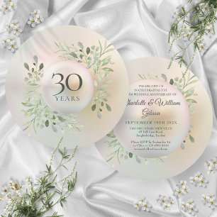 30th Wedding Anniversary Greenery Pearl Invitation