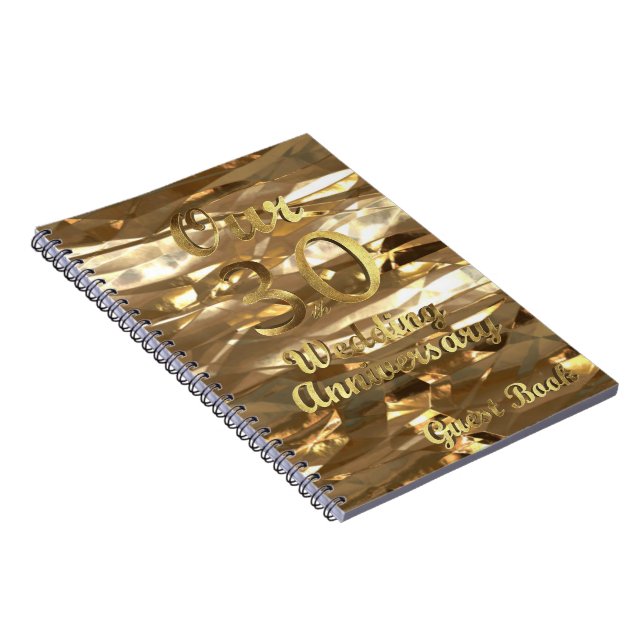 30th Wedding Anniversary Guest Book Gold Elegant (Right Side)