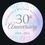 30th Wedding Anniversary Hearts Confetti Pearl Classic Round Sticker<br><div class="desc">Designed to coordinate with our 30th Anniversary Hearts Confetti Pearl collection. Featuring delicate hearts confetti. Personalise with your special thirty years pearl anniversary information in chic typography on a pearl background. Designed by Thisisnotme©</div>