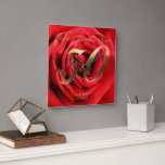 30th Wedding Anniversary in 2023 Floral Red Roses  Square Wall Clock<br><div class="desc">30th Wedding Anniversary in 2023 Floral Red Roses Heart,  Wall Clock,  Elegant 30th Wedding Anniversary Gift</div>