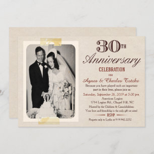 30th Wedding Anniversary Invitation - Custom Photo