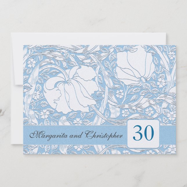 30th wedding anniversary light blue invitations (Front)