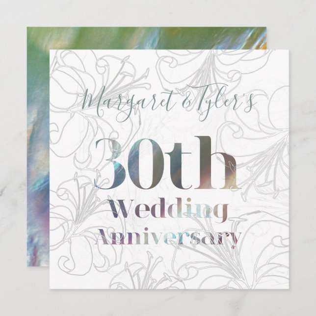 30th Wedding Anniversary Modern Pearl Invitation (Front/Back)