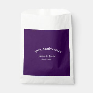 30th wedding anniversary name date purple simple favour bag
