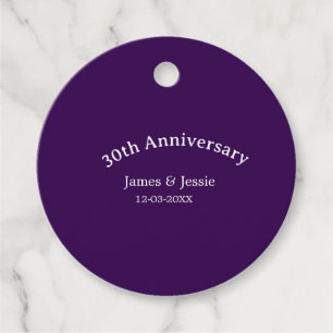 30th wedding anniversary name date purple simple favour tags