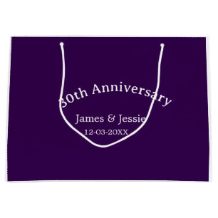 30th wedding anniversary name date purple simple large gift bag