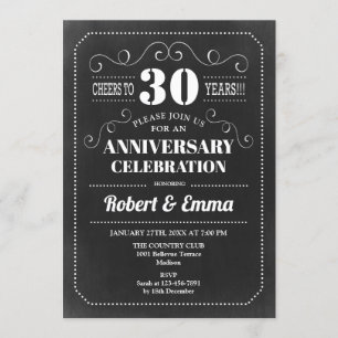 30th Wedding Anniversary Party - Chalkboard Invitation