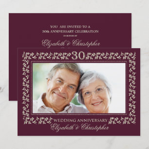 30th Wedding Anniversary Party Photo Invitation