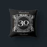 30th wedding anniversary pearl crest cushion<br><div class="desc">A romantic design to celebrate your 30th year of marriage. If you would like any help customising this design please contact me, their is an ask this designer button, just below this text. This thirtieth, 30 years wedding anniversary crest has the text pearl as that is the traditional gift for...</div>