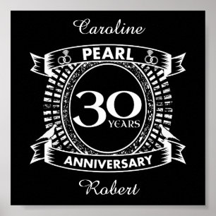 30th wedding anniversary pearl crest poster