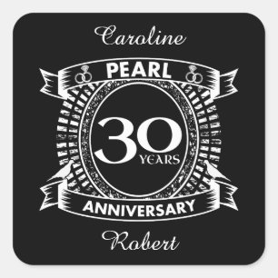 30th wedding anniversary pearl crest square sticker