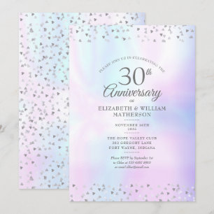 30th Wedding Anniversary Pearl Hearts Confetti  Invitation