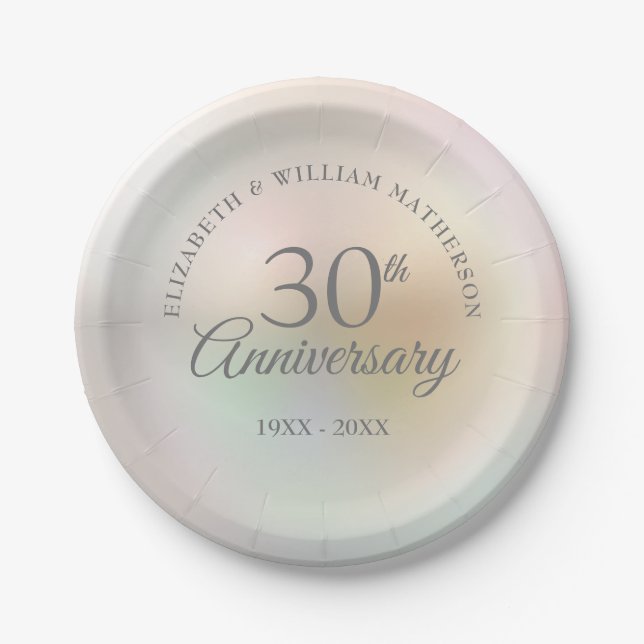 30th Wedding Anniversary Pearl Paper Plate (Front)