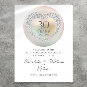 30th Wedding Anniversary Pearl Welcome Sign