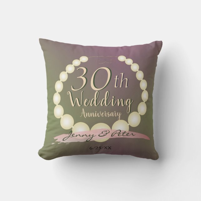 30th Wedding Anniversary Pearls Cushion (Front)