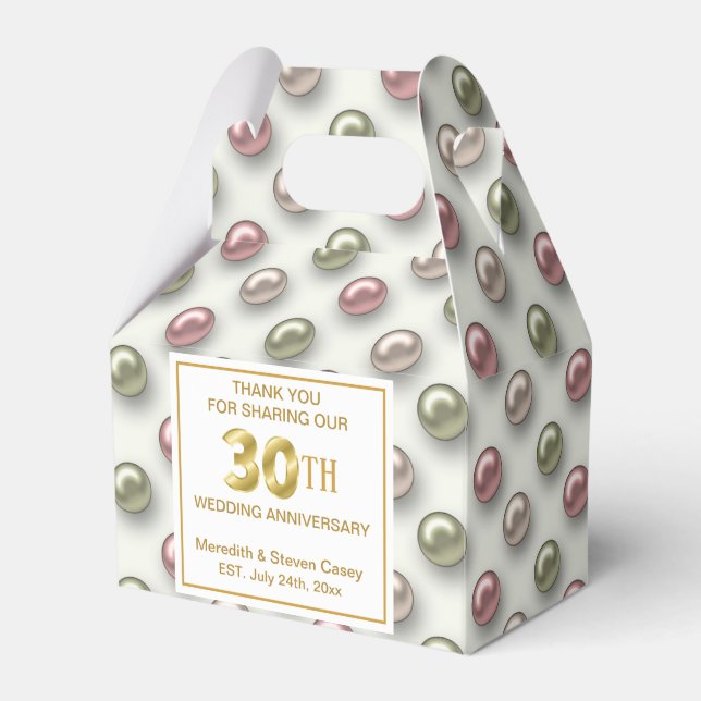 30th Wedding Anniversary Pearls Favour Box (Front Side)