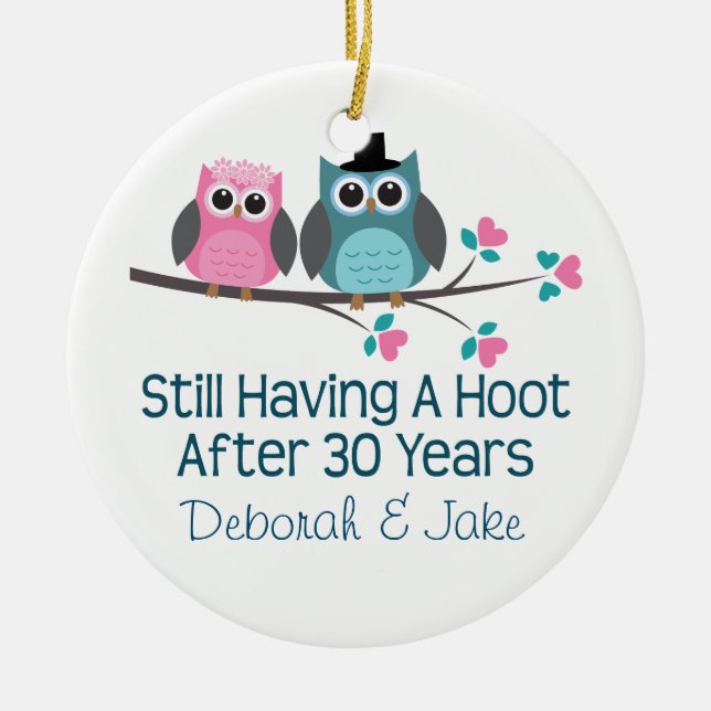 30th Wedding Anniversary Personalised Gift Idea Ceramic Ornament (Front)