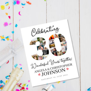 30th Wedding Anniversary Photo Collage party Sign