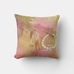 30th Wedding Anniversary Photo Pearl Emblem Cushion