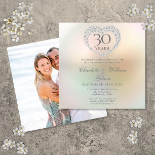 30th Wedding Anniversary Photo Square Pearl Heart Invitation