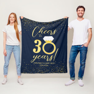 30th Wedding Anniversary Ring Cheers Fleece Blanket