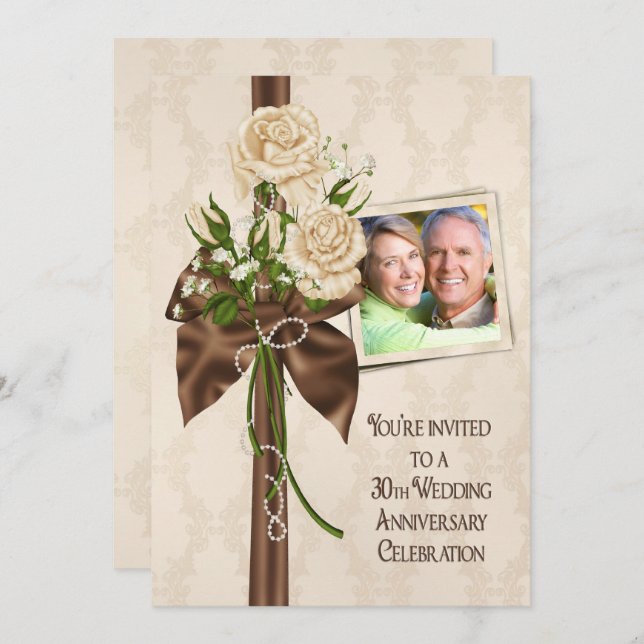 30th Wedding Anniversary Roses Invitation (Front/Back)