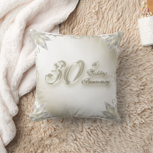 30th Wedding Anniversary Throw Pillow (Blanket)