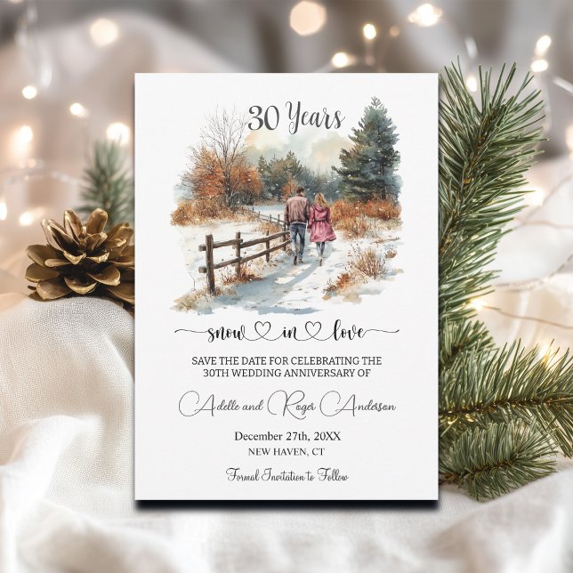30th Wedding Anniversary Winter Landscape Romantic Save The Date (Creator Uploaded)