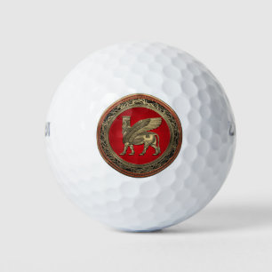 [310] Assyrian Winged Bull - Gold Lamassu Golf Balls