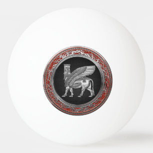 [310] Assyrian Winged Bull - Silver Lamassu Ping Pong Ball