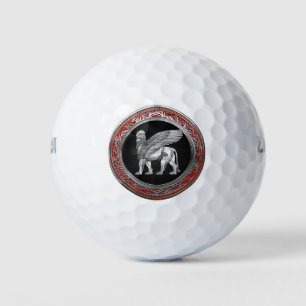 [310] Assyrian Winged Lion - Silver Lamassu Golf Balls