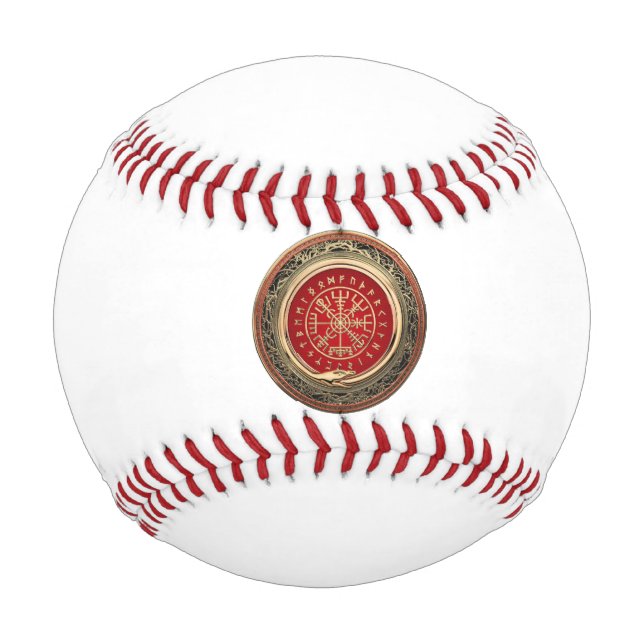 [310] Vegvisir - Viking Gold Magic Runic Compass Baseball (Front)