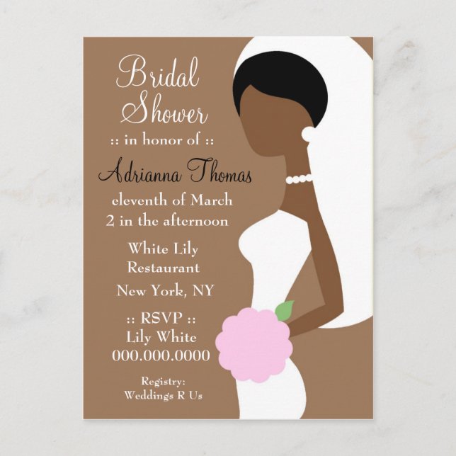 311-AFRICAN AMERICAN BRIDE SHOWER INVITATION (Front)