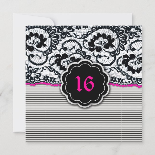 311-Alluring Lace - Sweet Sixteen Invitation (Front)