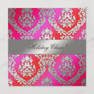 311 Alonnah Damask Cherry Cake Metallic Gold Invitation