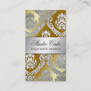 311 Alonnah Damask Golden Metallic Business Card