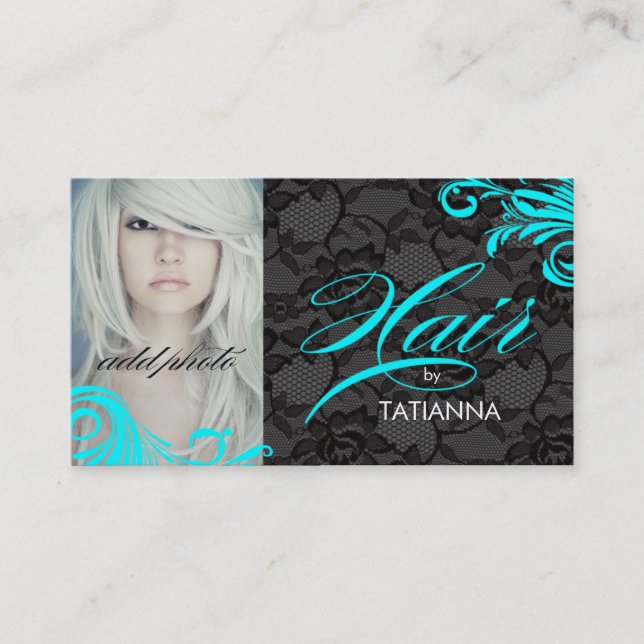 311 Aqua & Lace Hair By Business Card (Front)