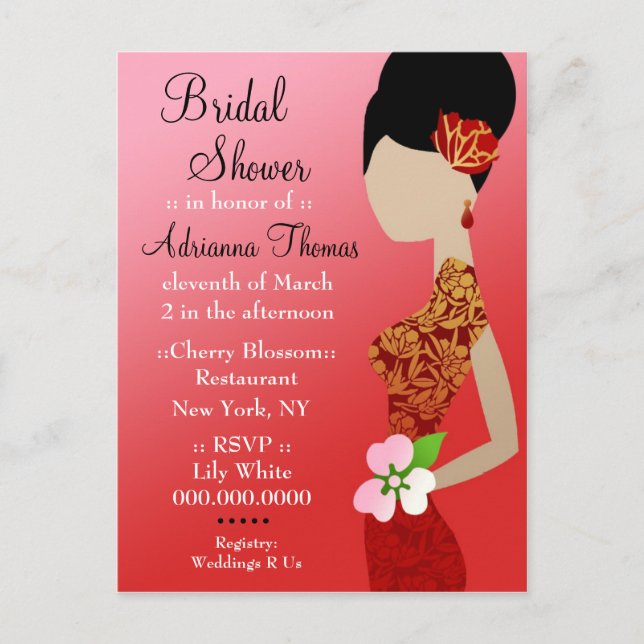 311-ASIAN BRIDE SHOWER INVITATION POSTCARD (Front)