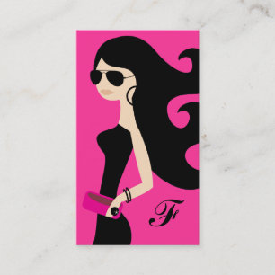 311 Aviator Fashionista Brunette Hot Pink Business Card