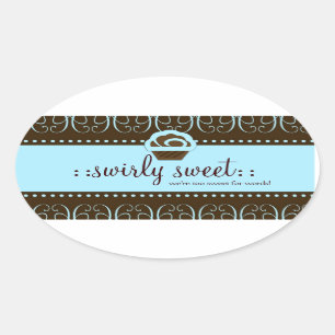 311 Baby Blue Swirly Sweet Oval Sticker