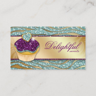 311 Bakery Business Card Zebra Cupcake Sparkle Tea