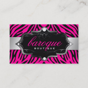 311 Baroque Boutique Hot Pink Zebra Business Card