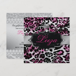 311-Baroque Princess Black Pink Leopard Metallic Invitation
