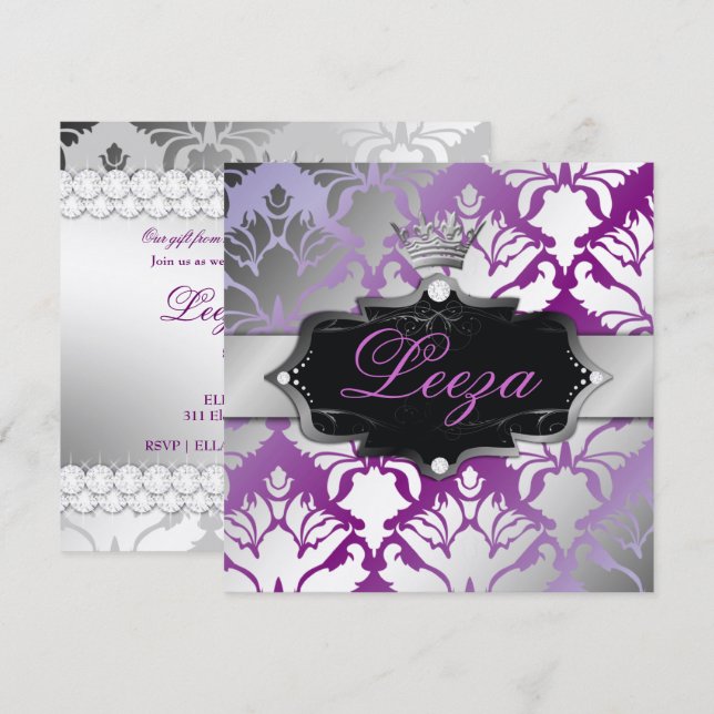 311-Baroque Princess Metallic Invitation (Front/Back)