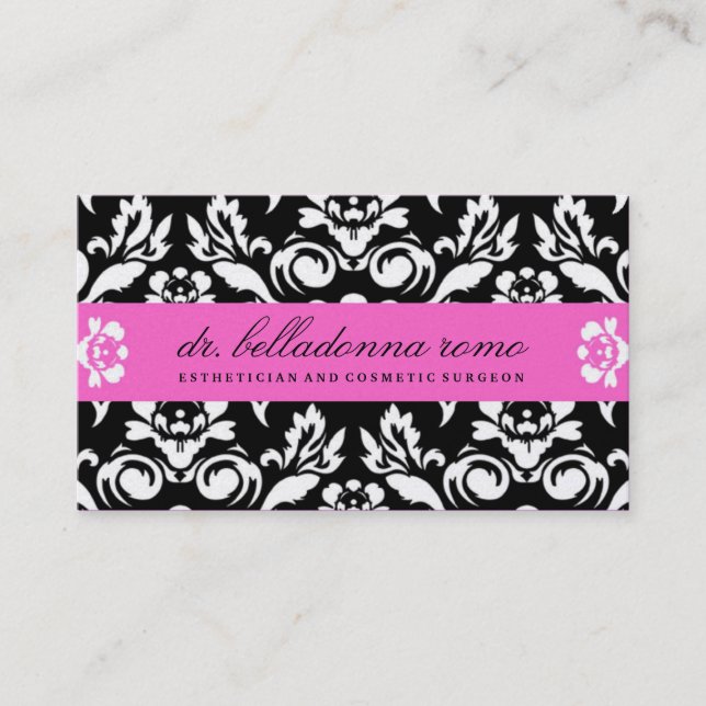 311 Belladonna Damask Golden Pink Business Card (Front)