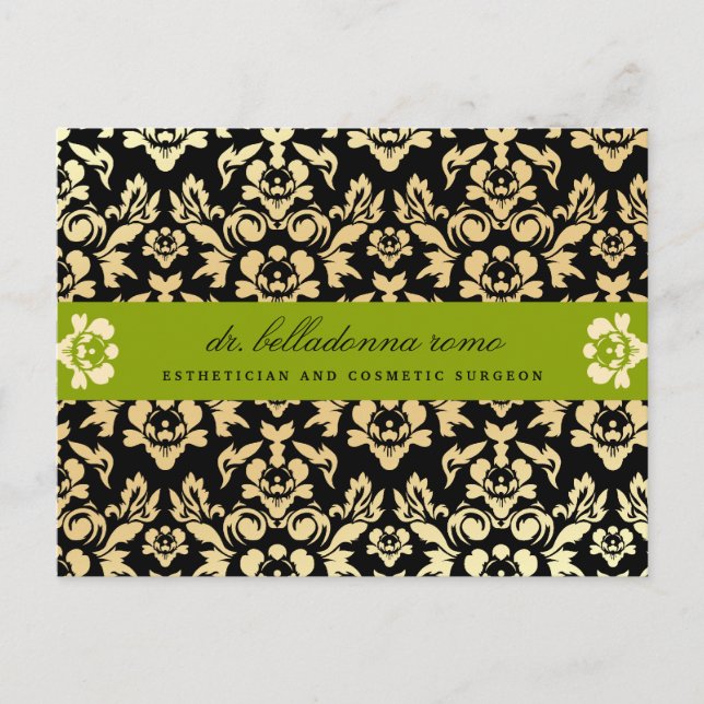 311-Belladonna Damask Lime Postcard (Front)