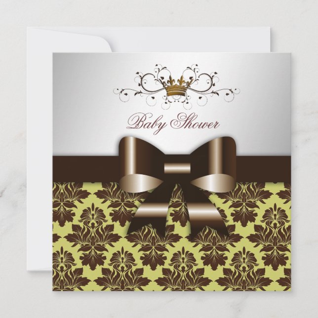 311 Blackberry Brown Damask Lime Invitation (Front)